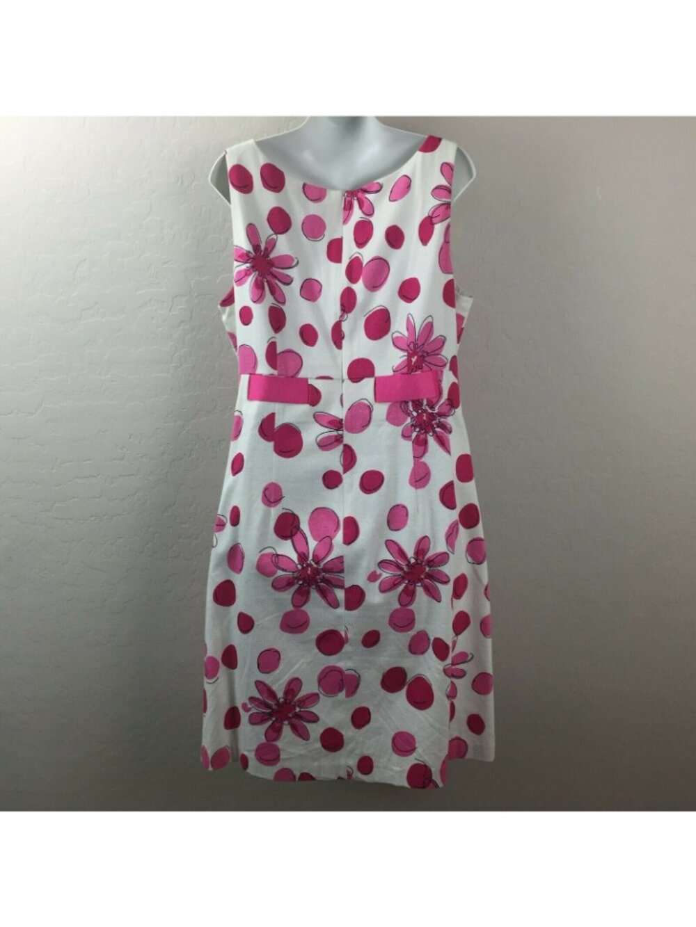 Jessica Howard Womens Pink White Mod Floral Summer Tank Dress Belt Size 14 - Picture 4 of 8